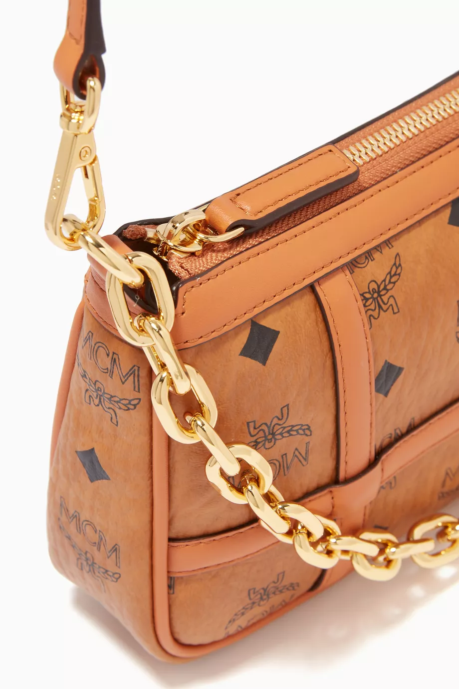 Buy MCM Brown Mini Delmy Shoulder Bag in Visetos For Women Online