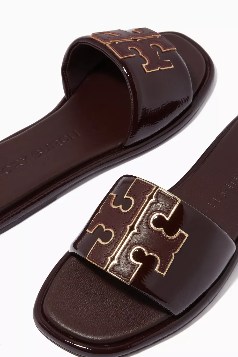Buy Tory Burch Burgundy Double T Sport Slide Sandals in Leather For Women Online Ounass Saudi