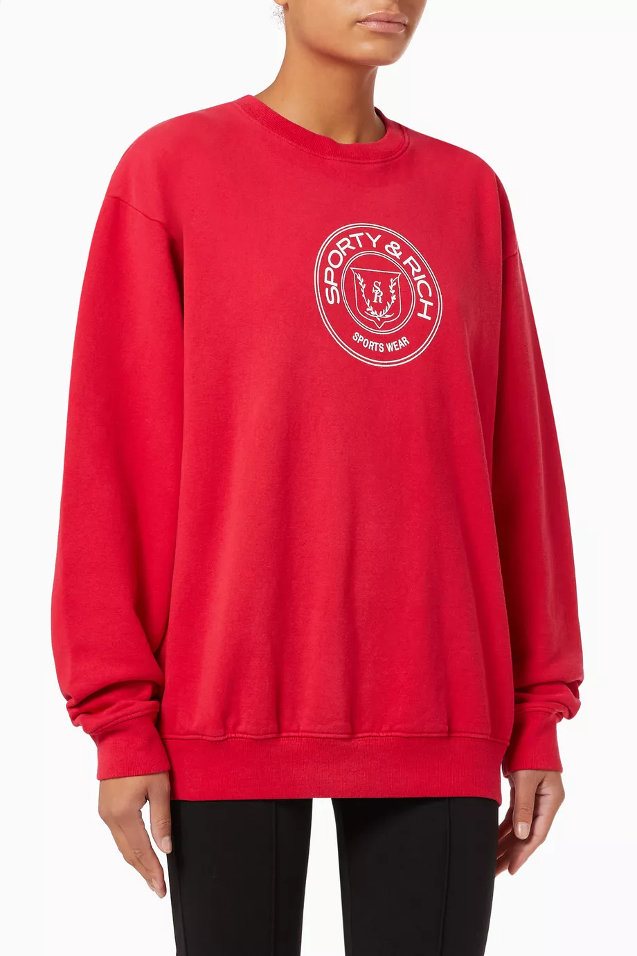 【ふるさと割】 Sporty Buy & Cotton in Sweatshirt Crewneck Monaco Red Rich トップス