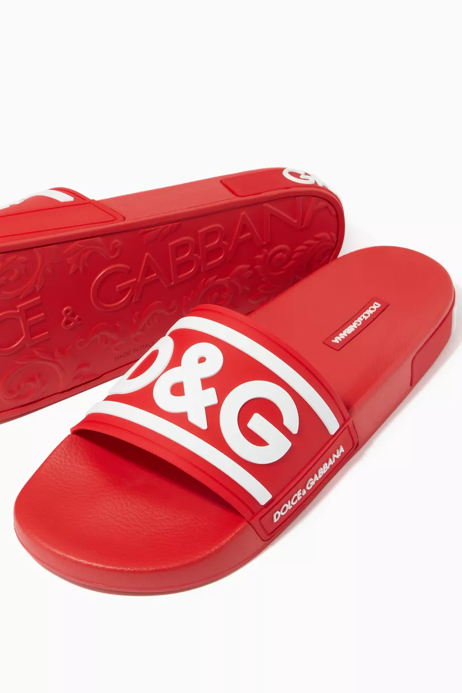 Buy Dolce Gabbana Red D G Slides in Rubber For Men Online Ounass Saudi