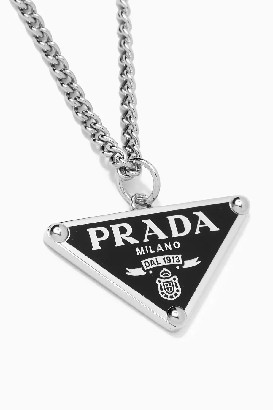 Prada Tag Necklace Buy Prada Black Triangle Logo Necklace In