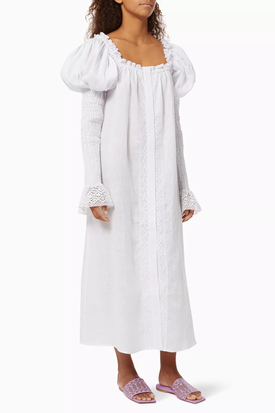 sleeper opera linen dress Sleeper Opera Off-Shoulder Linen Dress