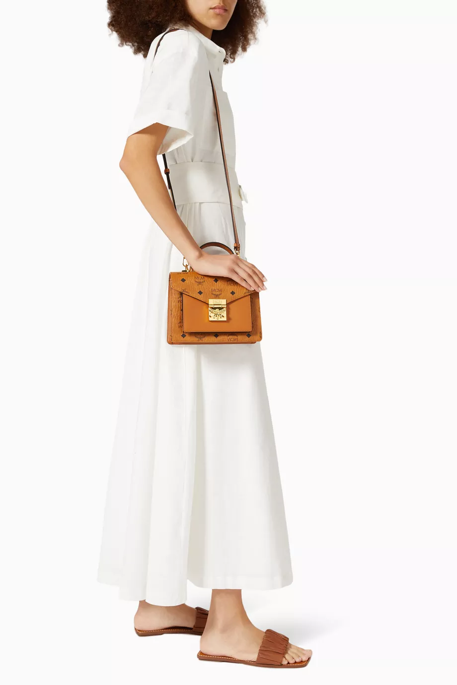 Buy MCM Brown Small Patricia Satchel in Visetos For Women Online Ounass Saudi