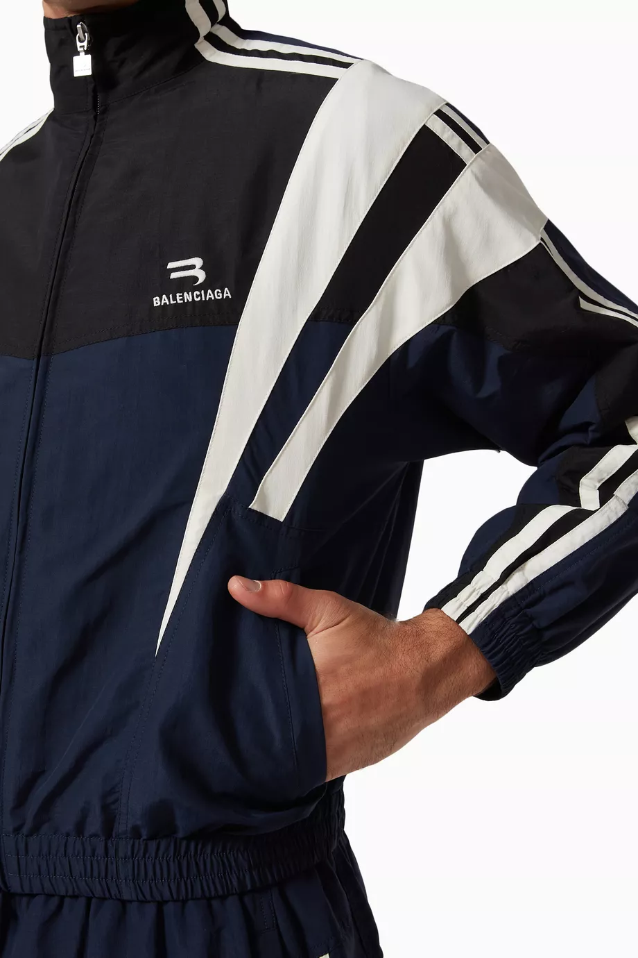 Buy Balenciaga Blue Sporty B Tracksuit Jacket in Nylon For Men