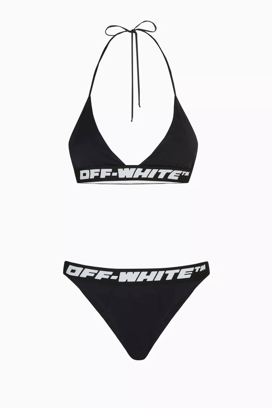 Buy Off-White Black Logo Band Bikini Set For Women Online