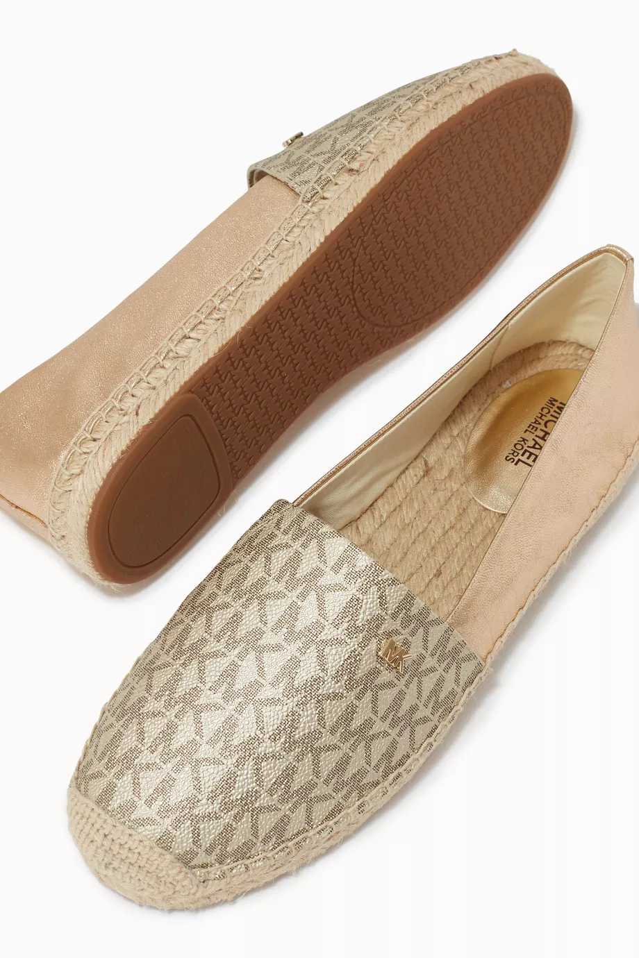 Buy Michael Kors Gold Kendrick Espadrilles in Logo Canvas For Women Online Ounass Saudi