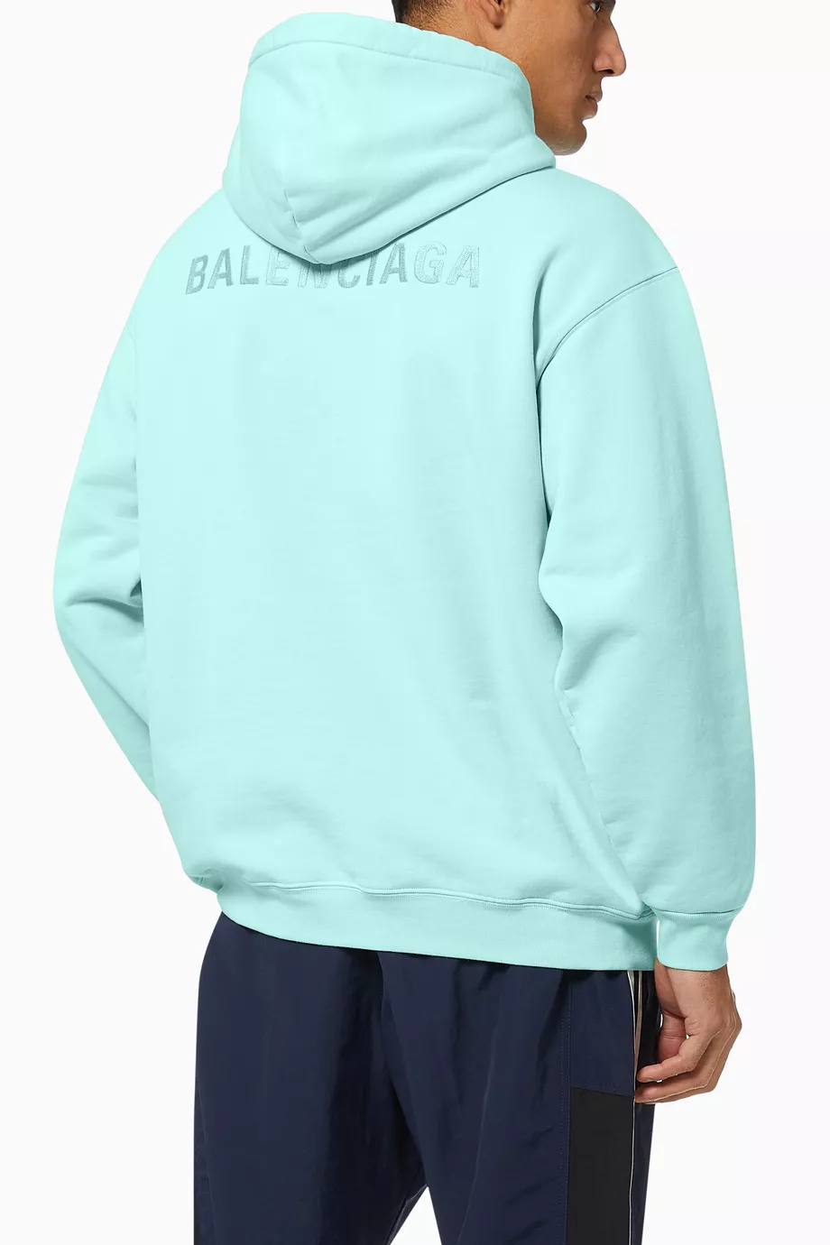 Buy Balenciaga Blue Logo Medium Fit Hoodie in Cotton Fleece For Men Online Ounass Saudi