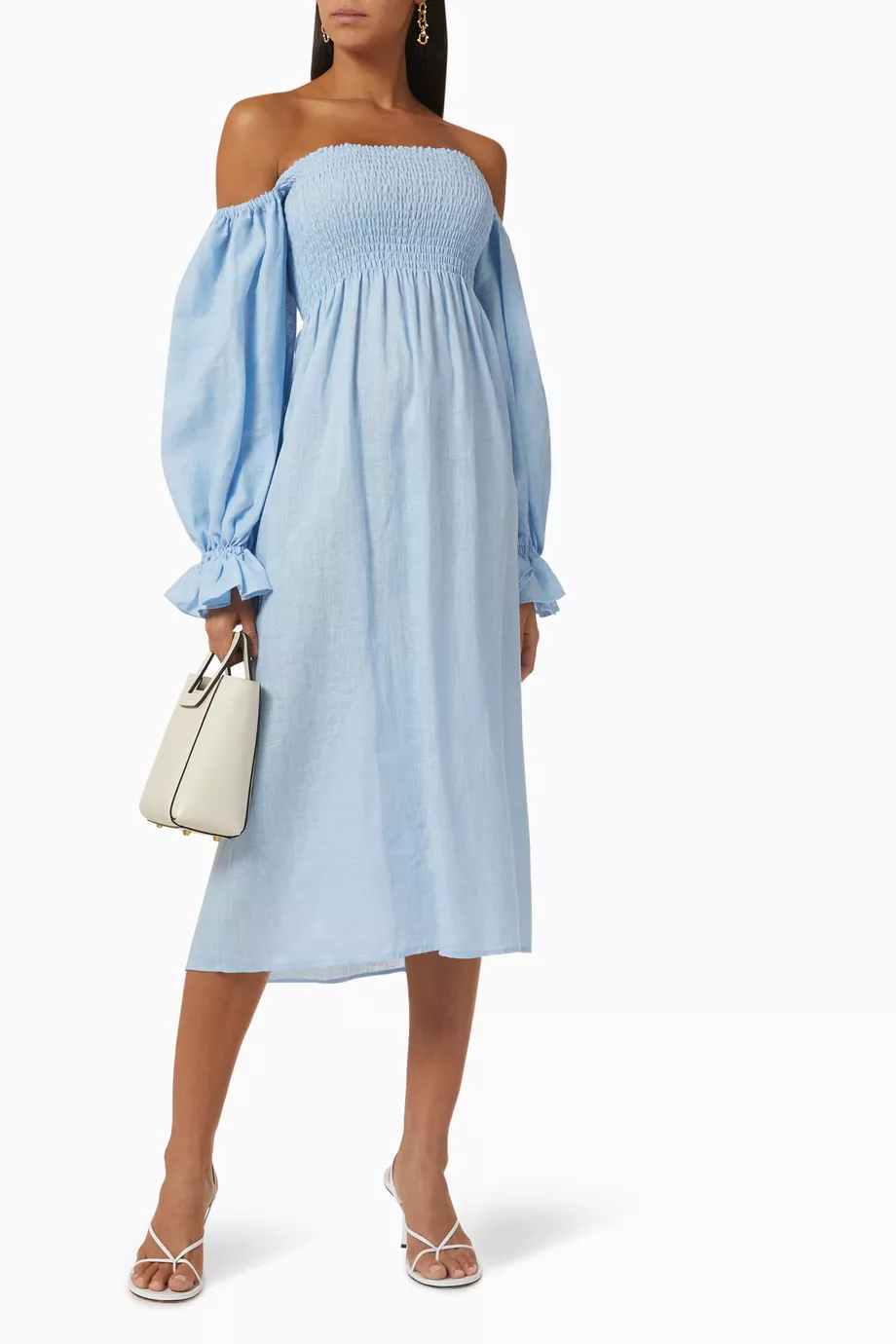 chinese dress ladies Sleeper Atlanta Linen Dress with Rose Detail - Black Vichy main image 1