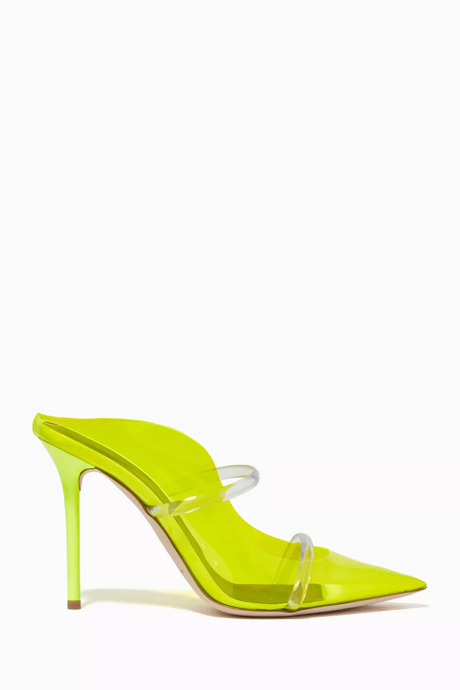 High Heels Neon Yellow Mule Heels Neon Yellow Clear Pointed Mule