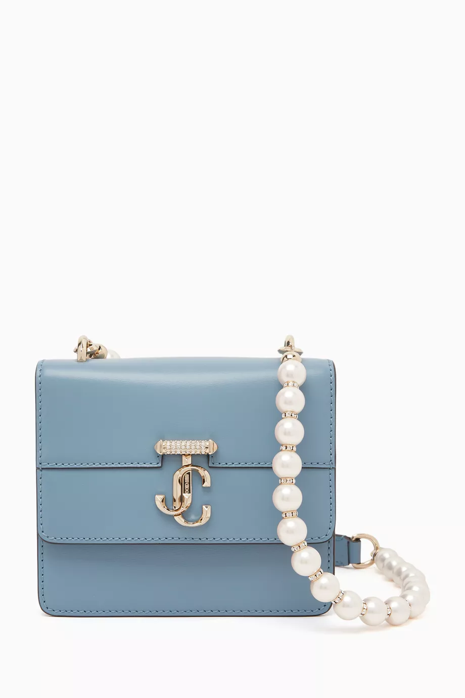 Jimmy Choo 水色スエード パーティーバッグ Buy Jimmy Choo Blue Avenue XS Quad Shoulder Bag in Leather For