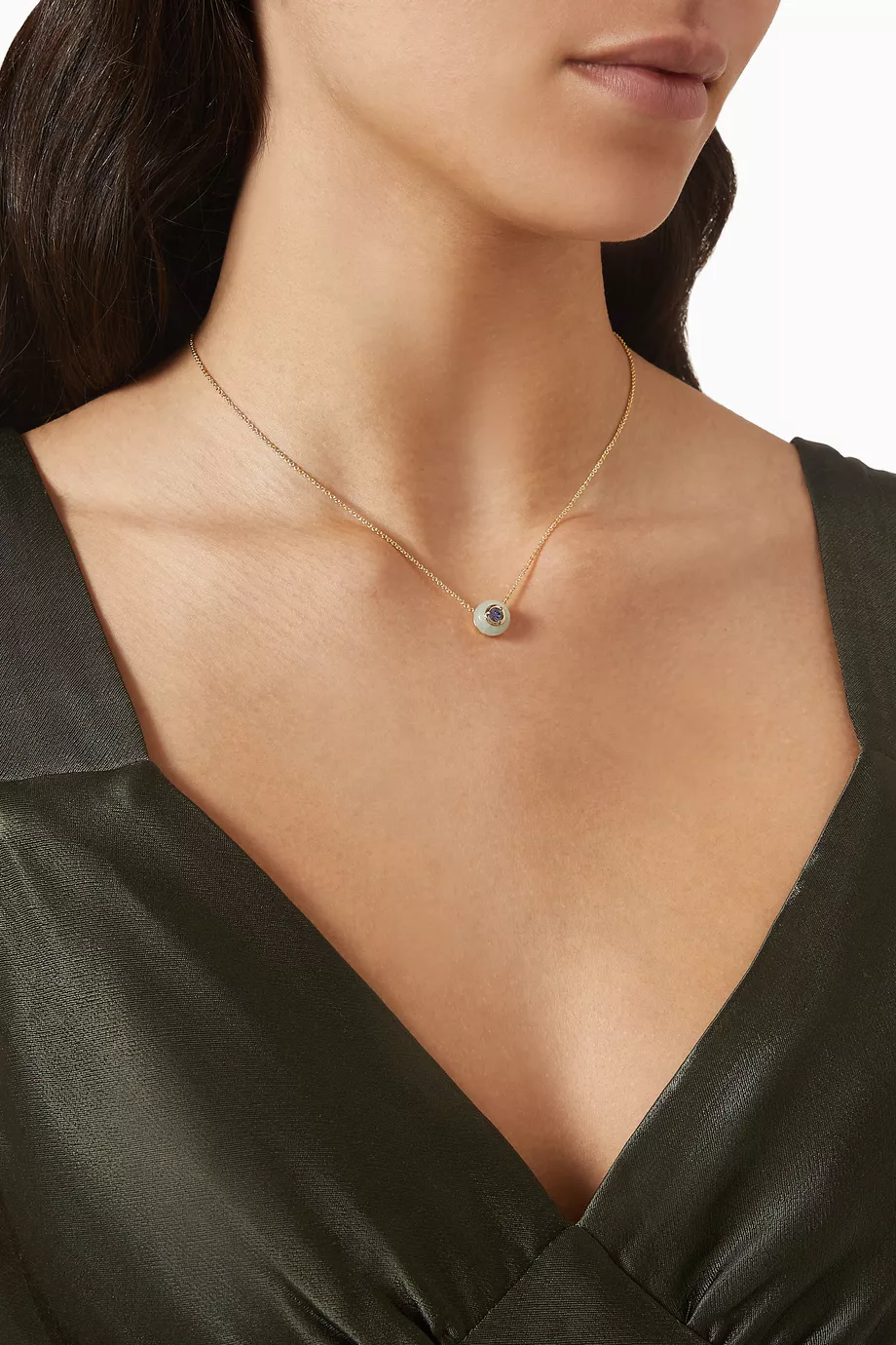 Buy Coach Green Cushion-cut Crystal Necklace For Women Online 