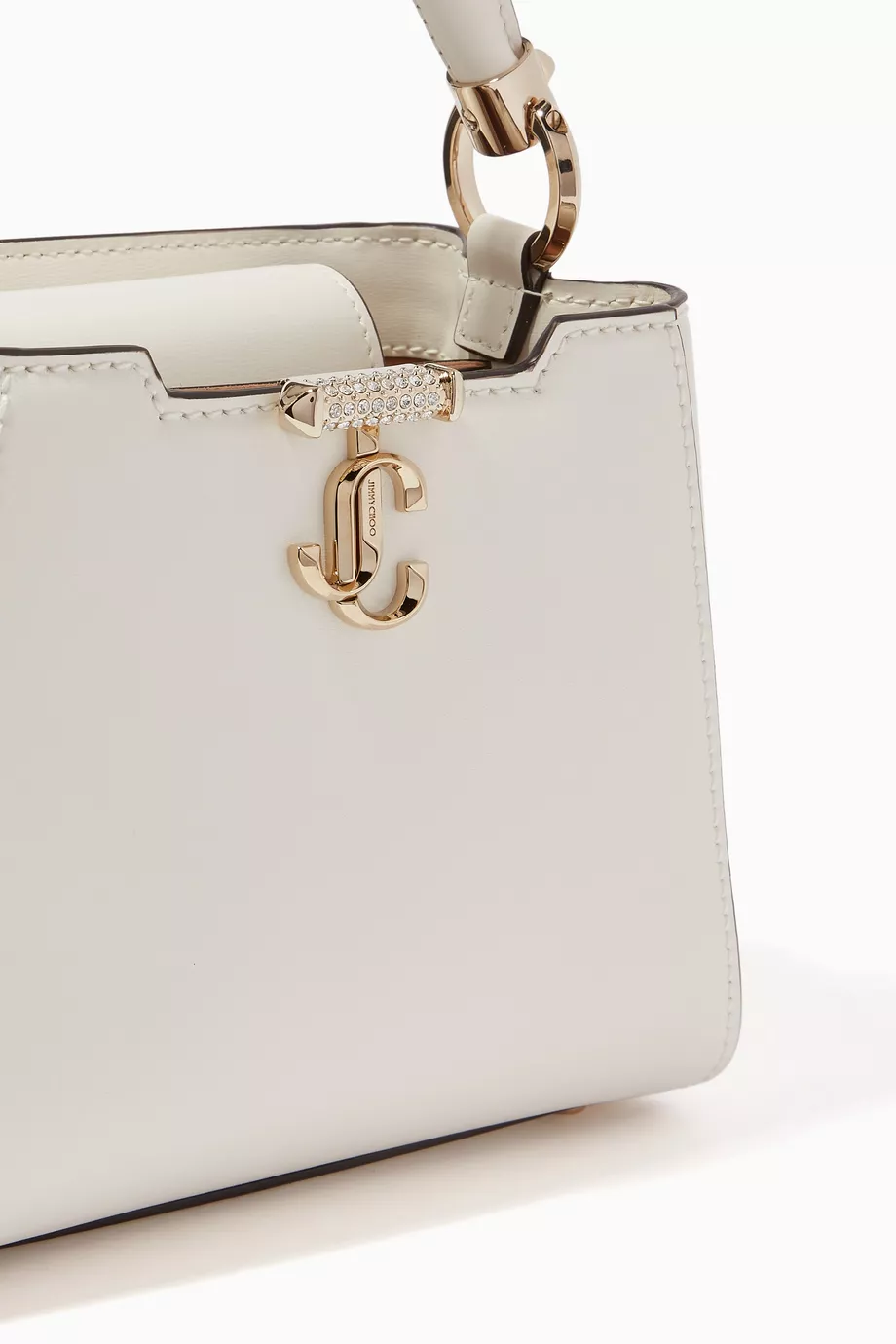 【未使用級】JIMMY CHOO VARENNE TOP HANDLE MINI JIMMY CHOO Calfskin Crocodile Embossed Mini Varenne Top