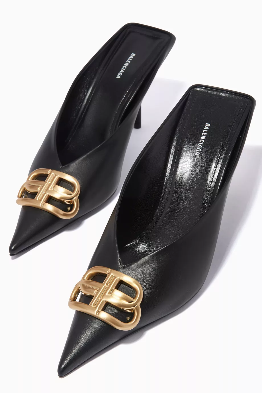 Buy Balenciaga Black BB Square Knife Mules in Leather For Women Online Ounass Saudi
