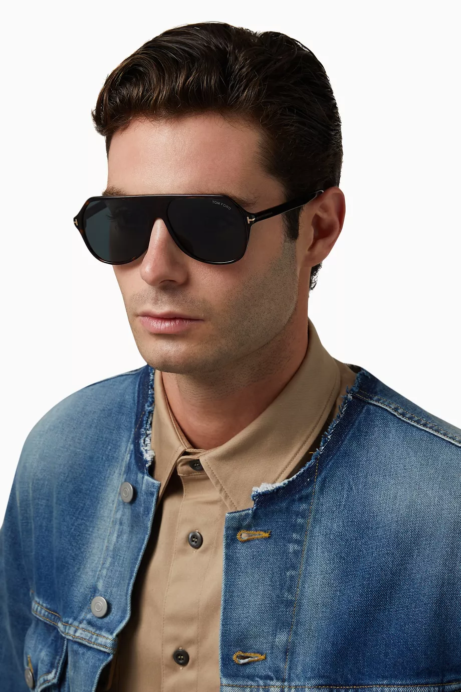 Buy TOM FORD Brown Hayes Sunglasses in Acetate For Men  display picture 2