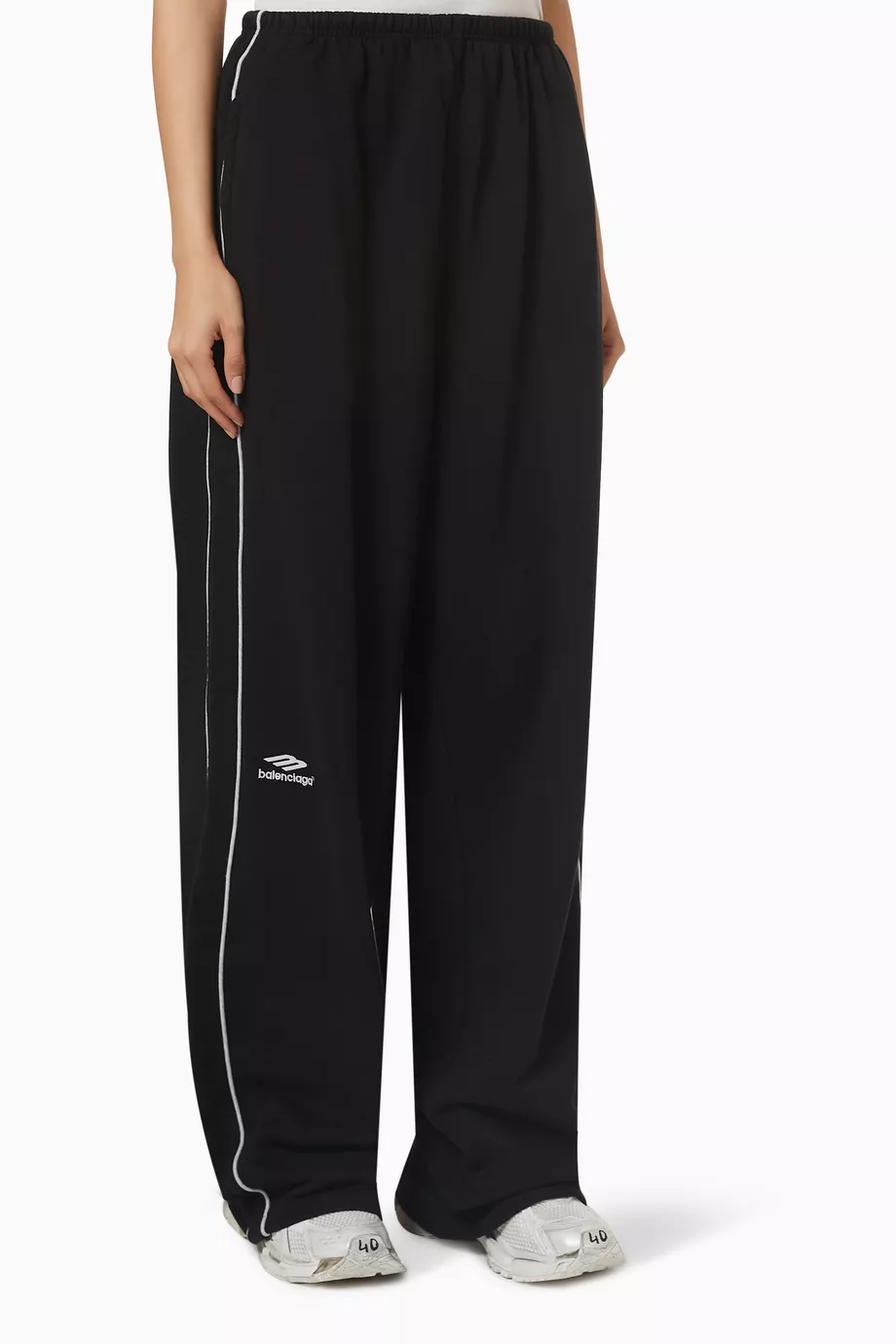 Buy Balenciaga Black 3b Sports Icon Tracksuit Pants in Jersey For 