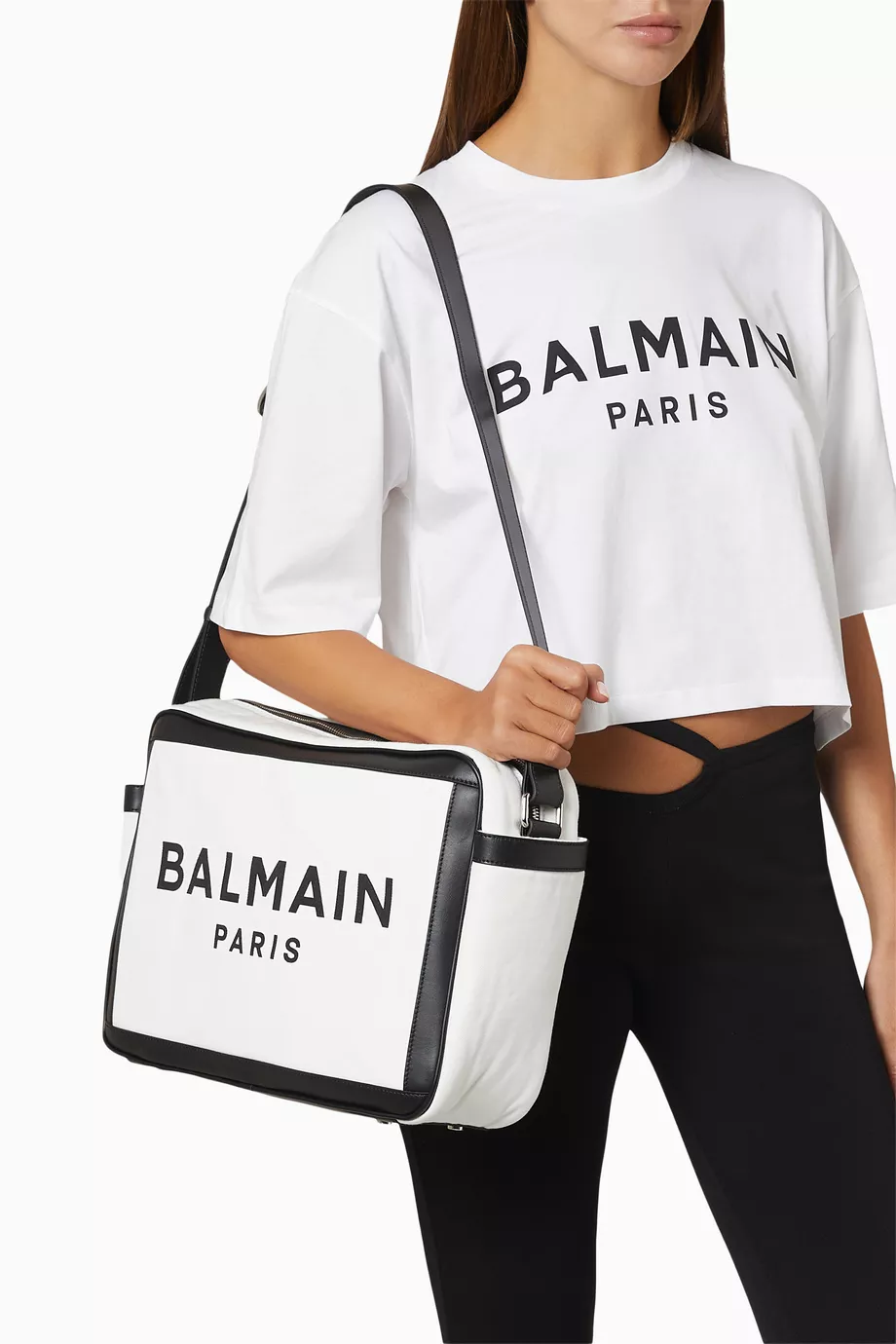 Buy Balmain White Logo Diaper Bag in Cotton Canvas For UNISEX Online Ounass Saudi