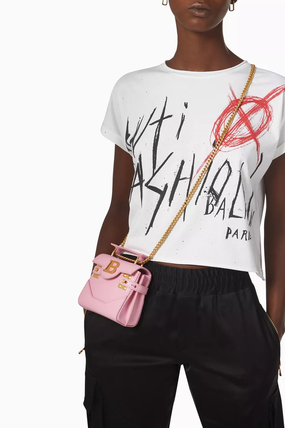 【送料&関税込】Balmain B Buzz Small Shoulder Bag In Rose-pi Balmain B Buzz Small Shoulder Bag In Rose-pink Leather