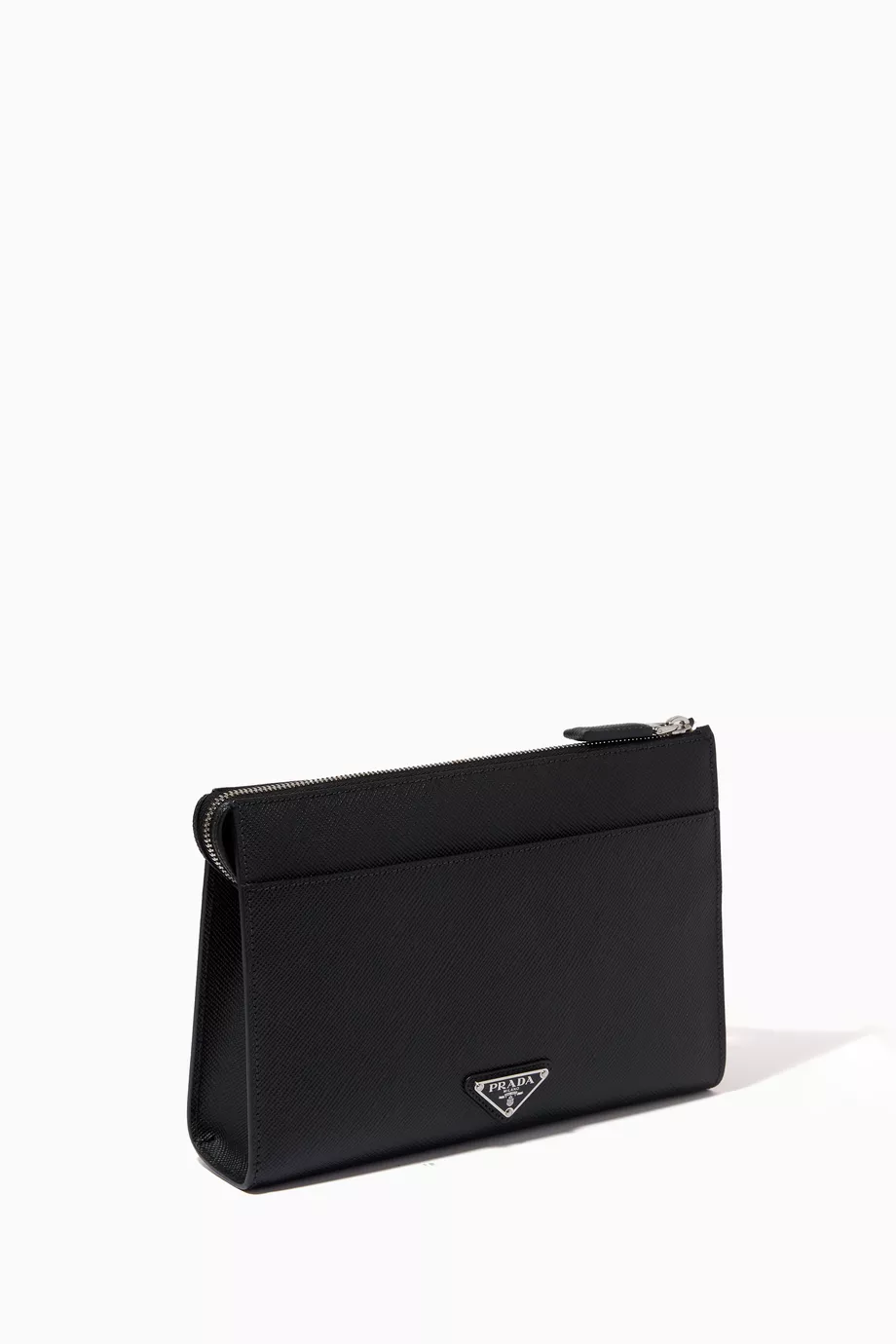 Buy Prada Black Embossed Logo Pouch in Saffiano leather For Men Online Ounass Saudi