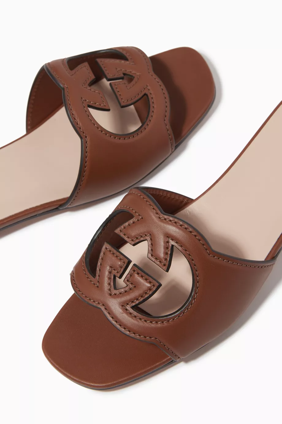 Leather gucci slides on sale