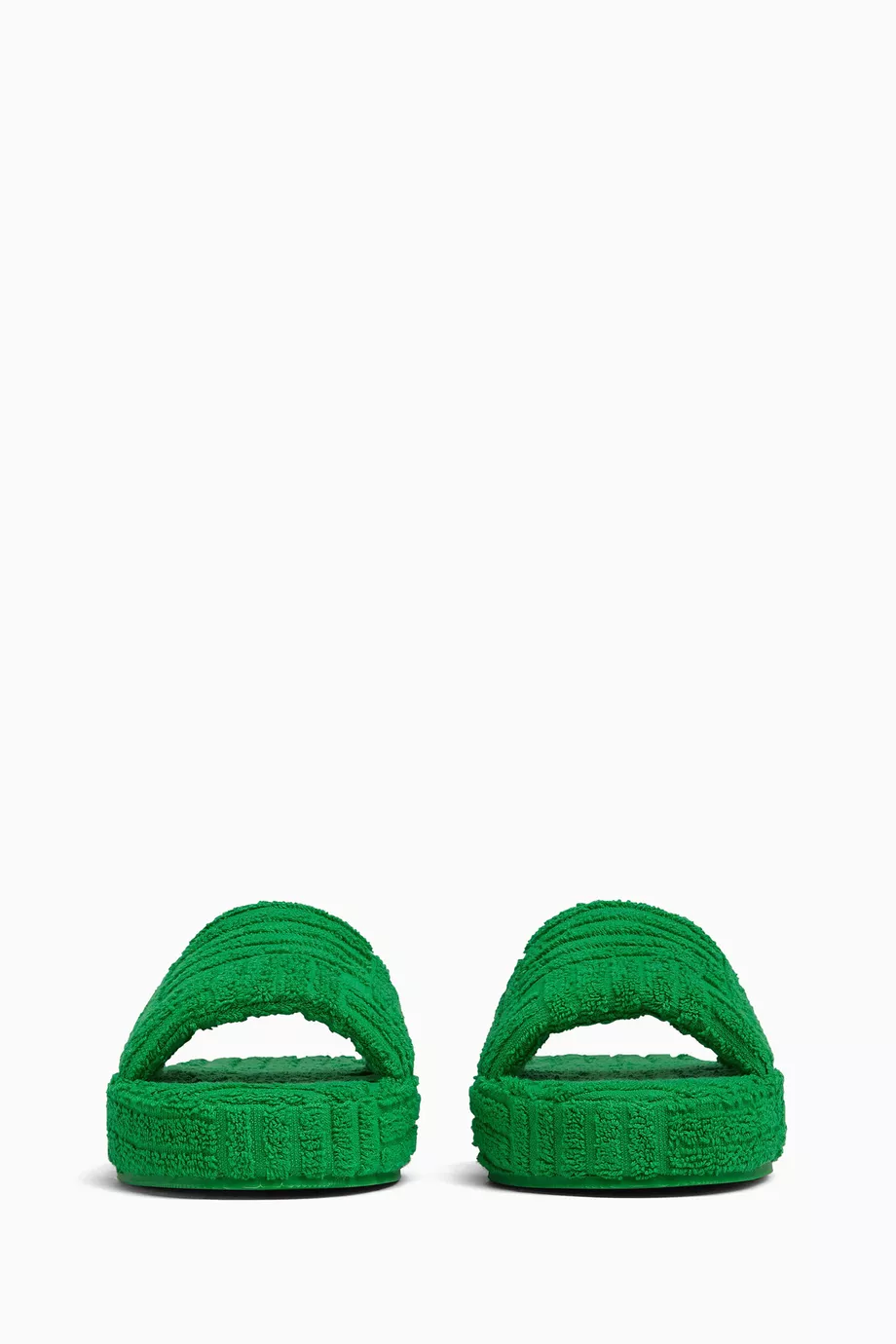 Buy Bottega Veneta Green Resort Sponge Slides in Cotton Terry