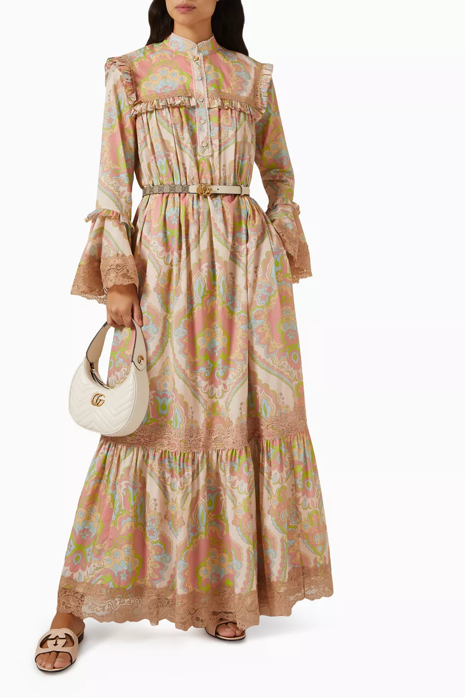 Buy Gucci Pink Floral Print Maxi Dress in Cotton Muslin For Women Online Ounass Saudi