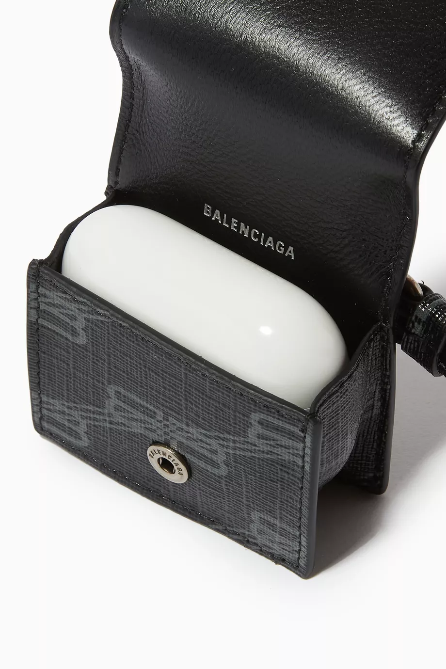 小物 BALENCIAGA AIRPOD HOLDER Buy Balenciaga Black Cash AirPods Holder Lanyard in BB Monogram