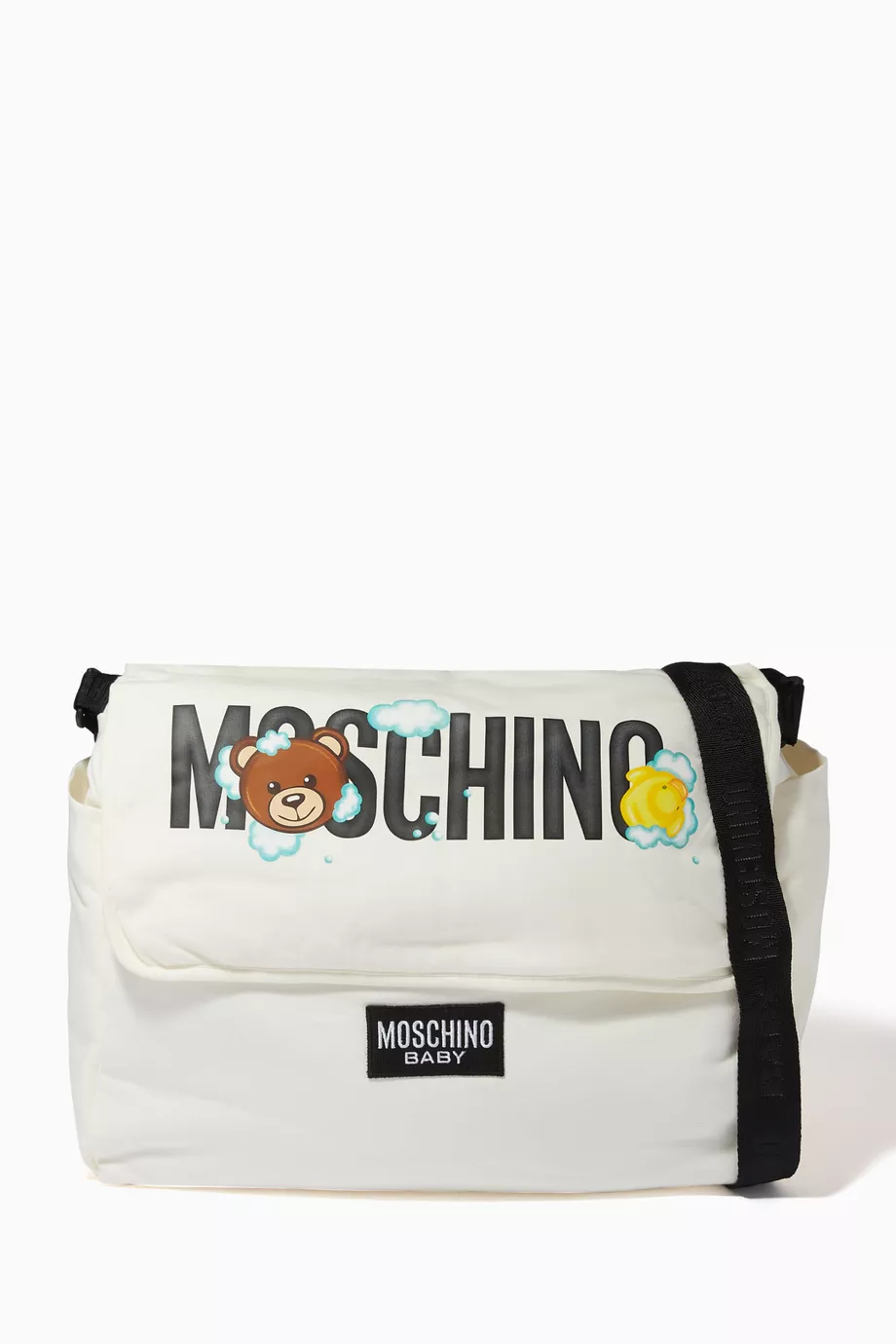 Buy Moschino White Logo Teddy print Changing Bag For Kids Online Ounass Saudi