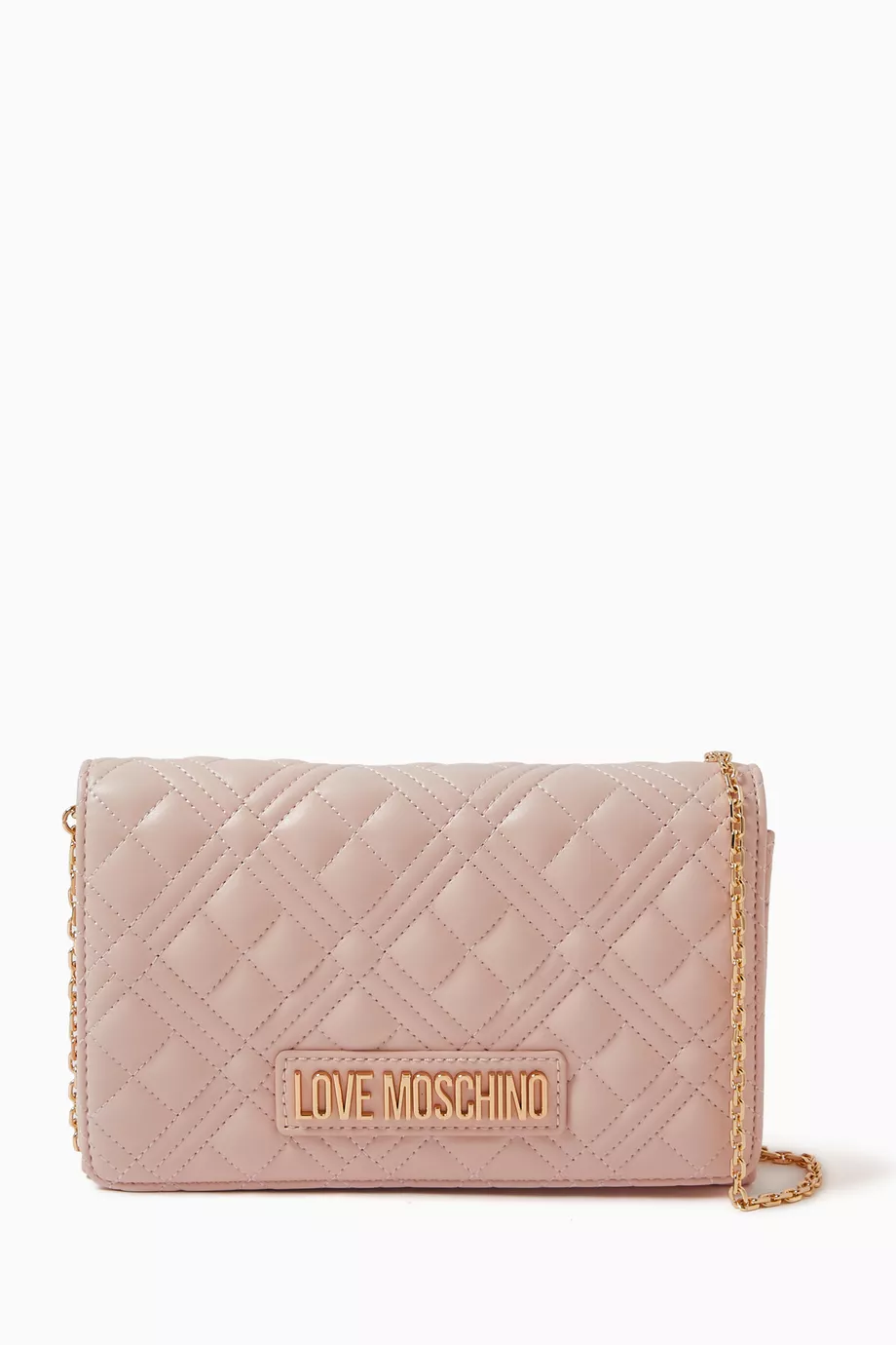 Buy Love Moschino Pink Quilted Crossbody Bag in Faux Leather For