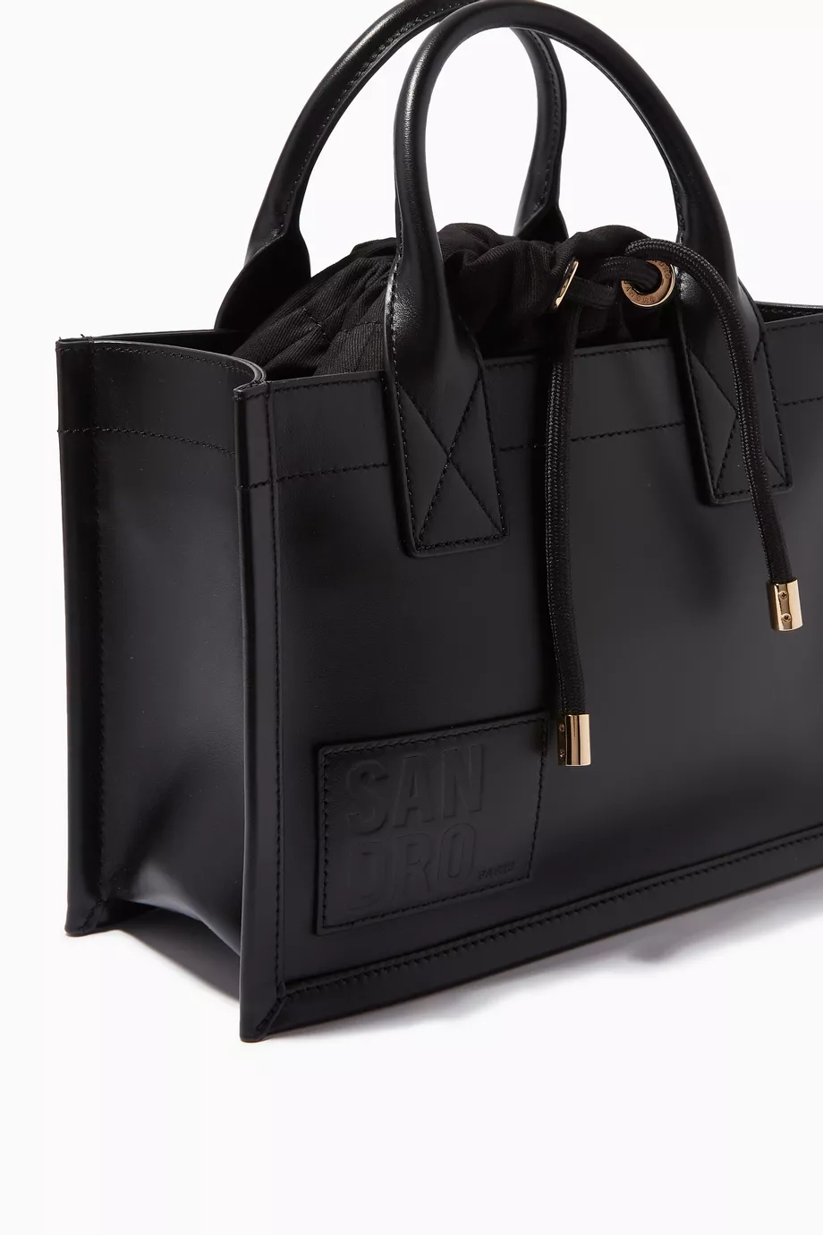 Buy SANDRO Black Small Kasbah Tote Bag in Smooth Leather For Women