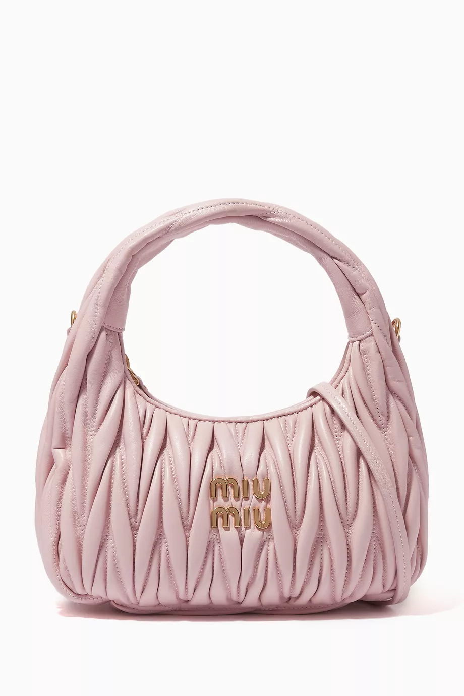 【送料&関税込】Miu Miu Powder Pink Nappa Leather Handbag Buy Miu Miu Pink Wander Mini Shoulder Bag in Matelassé Nappa