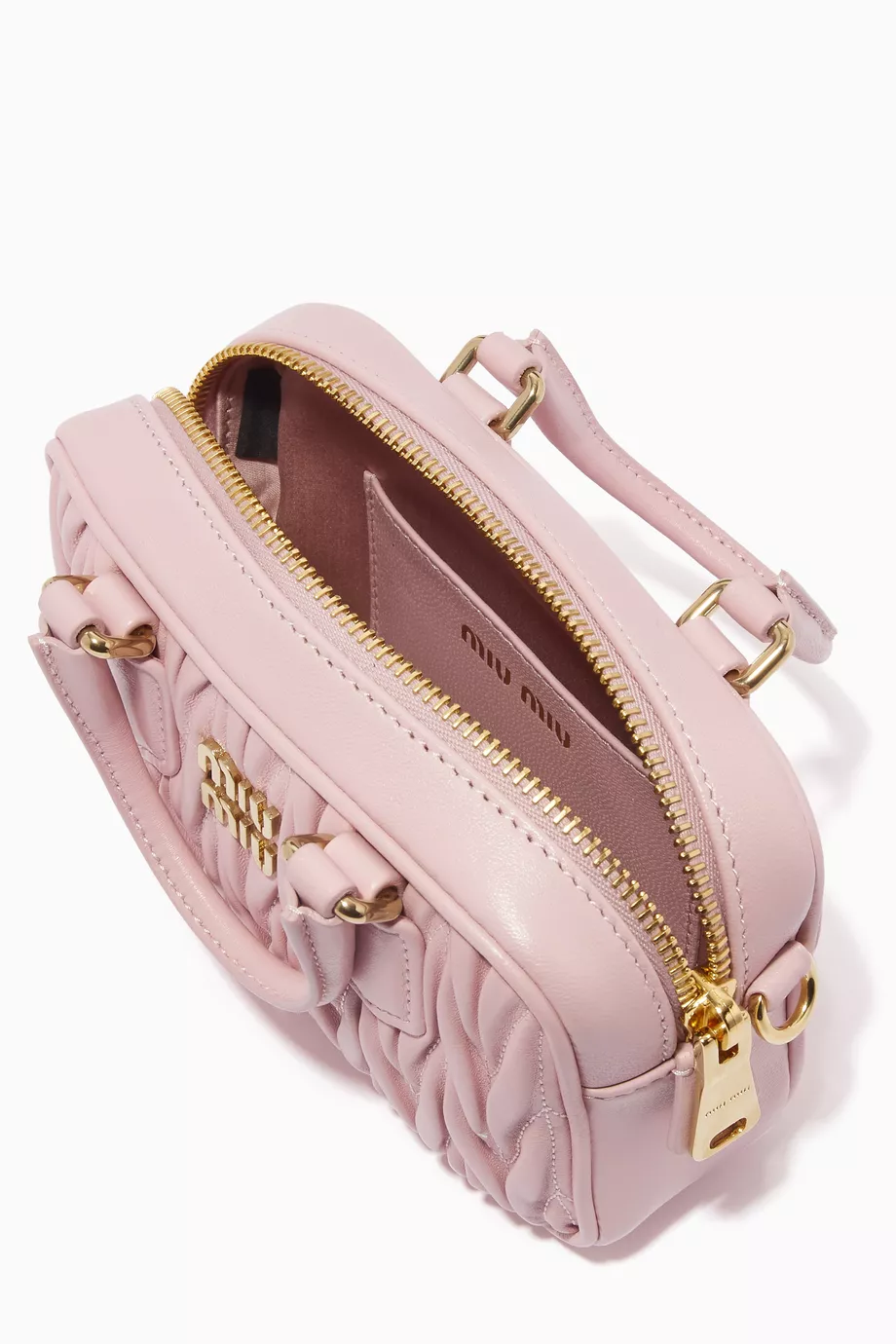 Buy Miu Miu Pink Mini Crossbody Bag in Matelassé Nappa