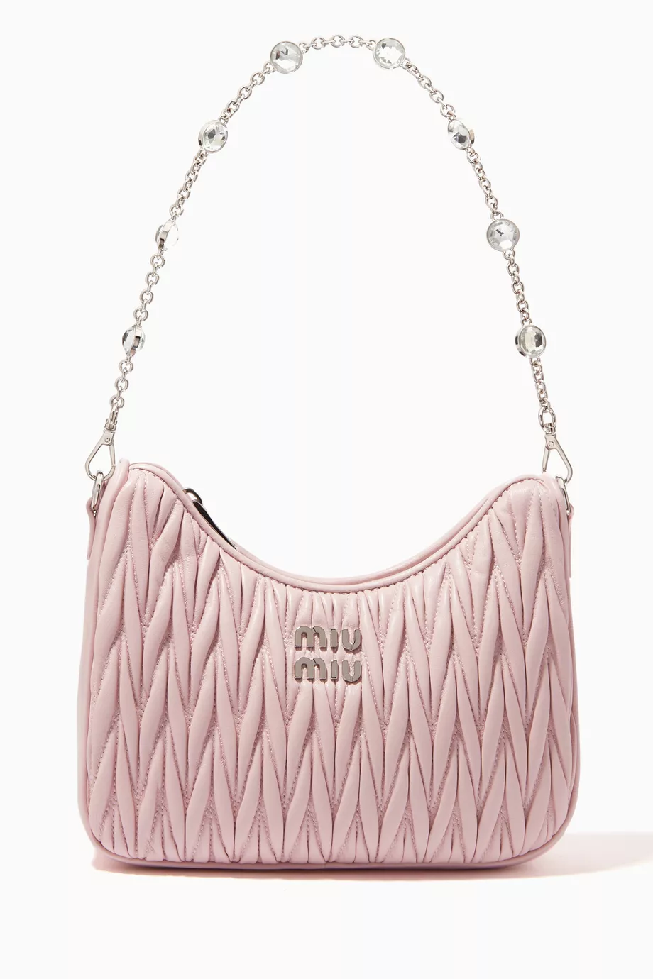 Buy Miu Miu Pink Small Shoulder Bag in Matelassé Nappa