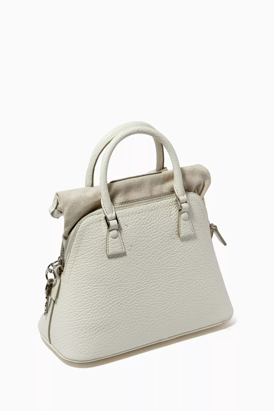 Buy Maison Margiela White Mini 5AC Satchel Bag in Leather For