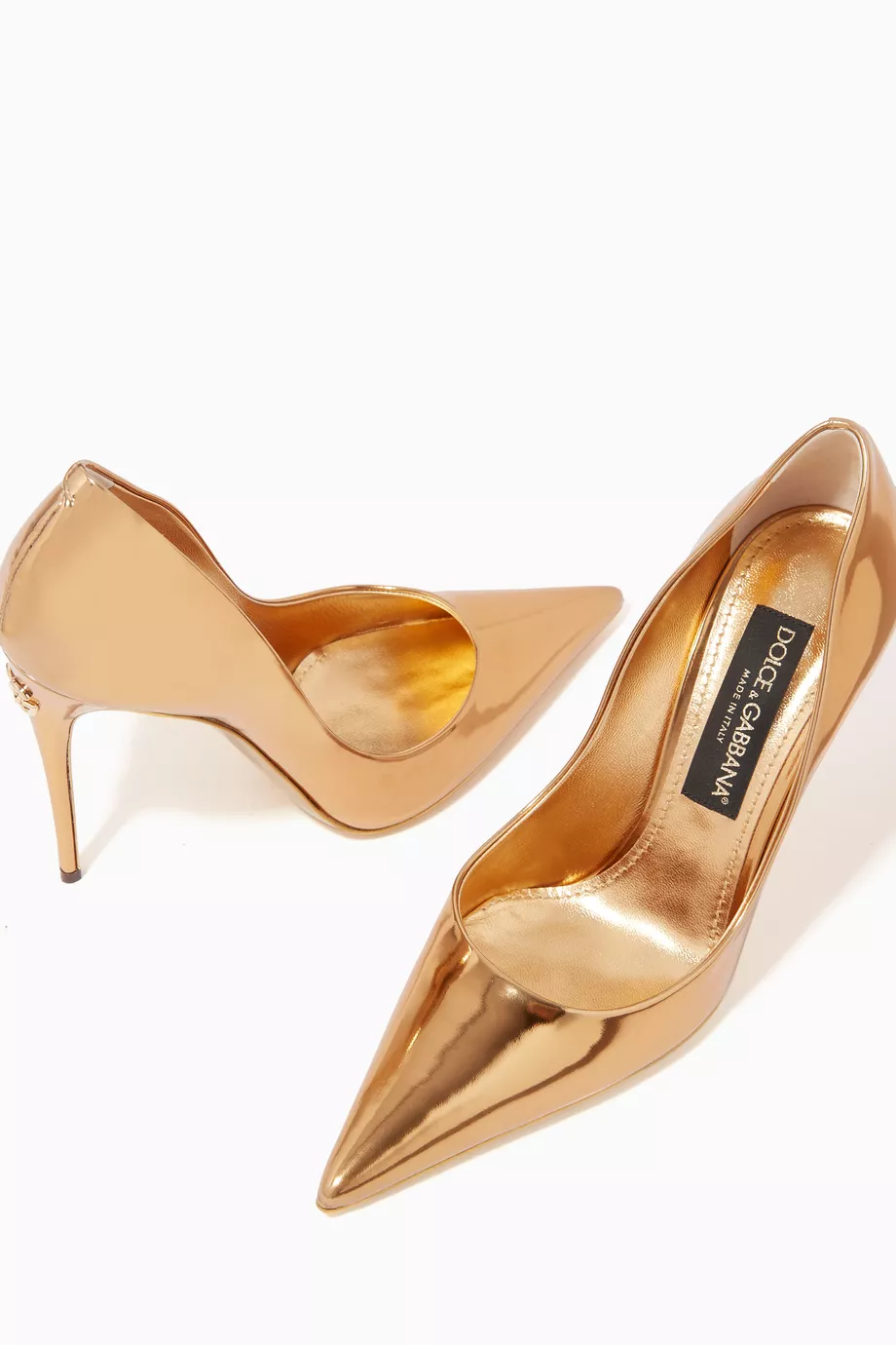 Dolce & Gabbana GOLD HIGH HEELS 'LOLLO' ロッロ パンプス Buy Dolce & Gabbana Gold Lollo 105 Pumps in Mirror Leather