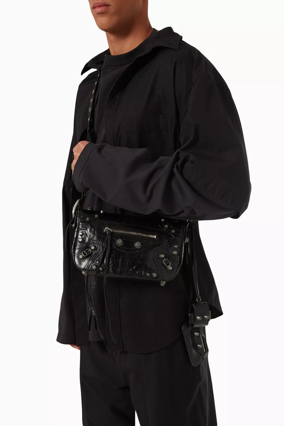 【BALENCIAGA】LE CAGOLE XS FLAP BAG Balenciaga Le Cagole XS Flap Bag Metallized in Metalic Grey