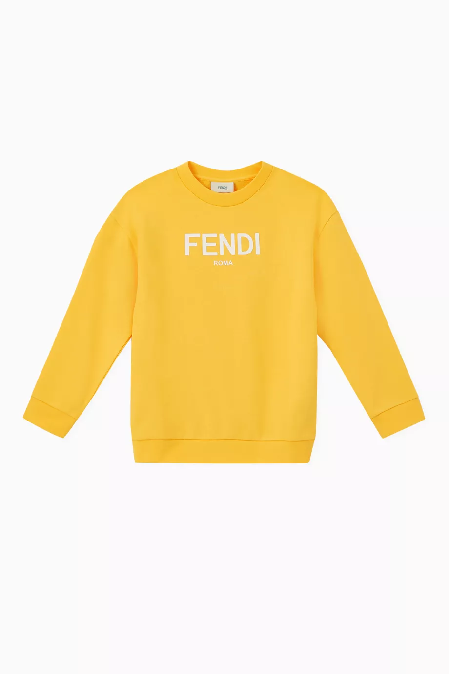 Buy Fendi Yellow Logo Sweatshirt in Cotton For UNISEX Online Ounass Saudi