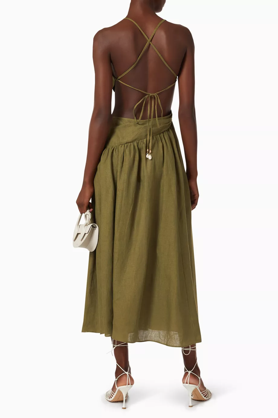 zimmermann laurel asymmetric linen midi dress ZIMMERMANN Laurel Asymmetric Linen Midi Dress