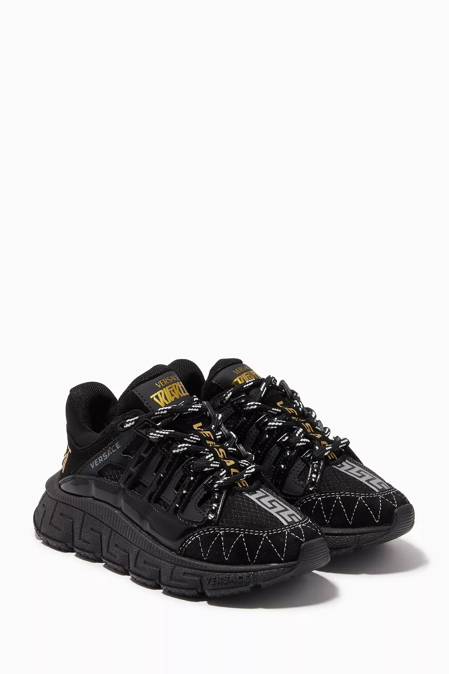 Buy Versace Black Trigreca Sneakers in Nylon Nubuck For Boys Online Ounass Saudi