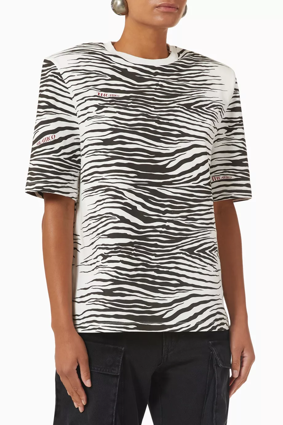 Tシャツ・カットソー THE ATTICO ZEBRA PRINT LIGHT JERSEY T-SHIRT Buy The Attico White Bella Zebra Print T-shirt in Cotton