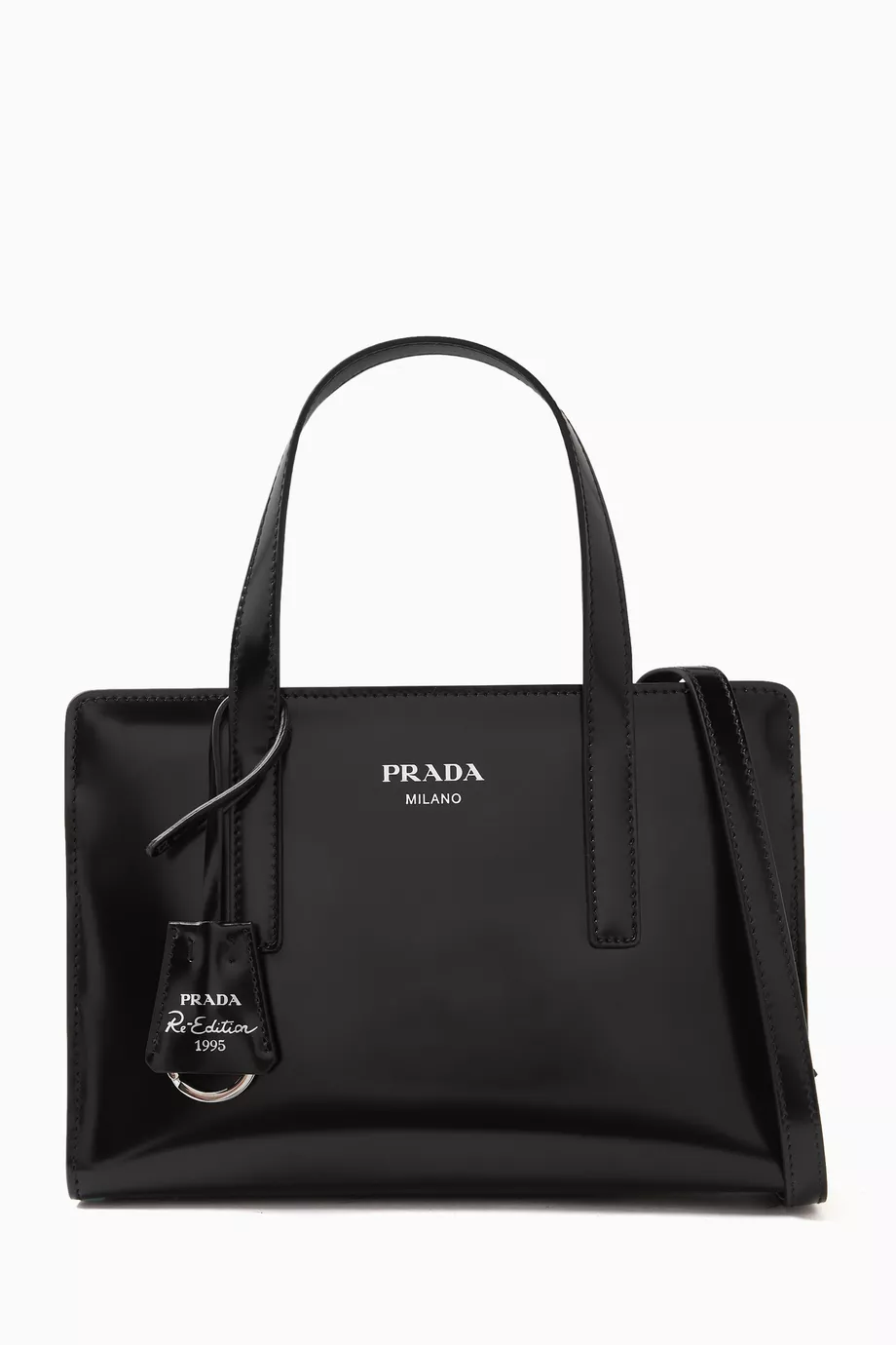 PRADA 黒 トートバッグ Buy Prada Black 1995 Re-edition Tote Bag in Leather For Women