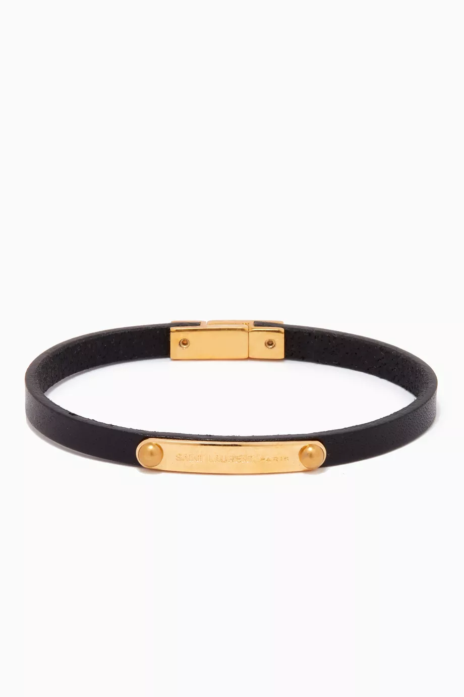 VIP【関税送料無料】希少 SAINT LAURENT BLACK LEATHER BRACELET Saint Laurent Leather Logo Bracelet | Black | FARFETCH