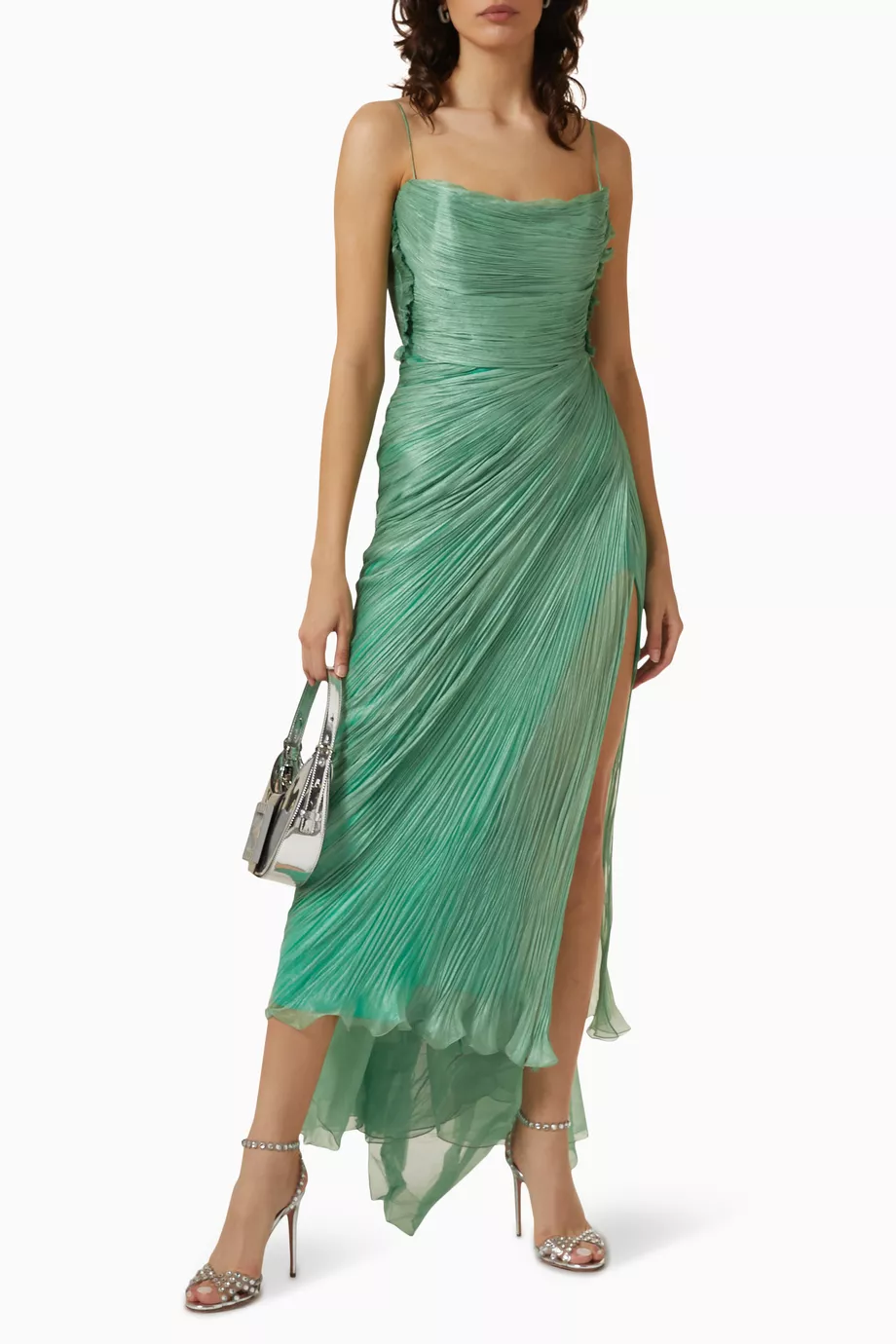 maria lucia hohan siona draped silk dress Maria Lucia Hohan Siona Draped Silk Dress in Green