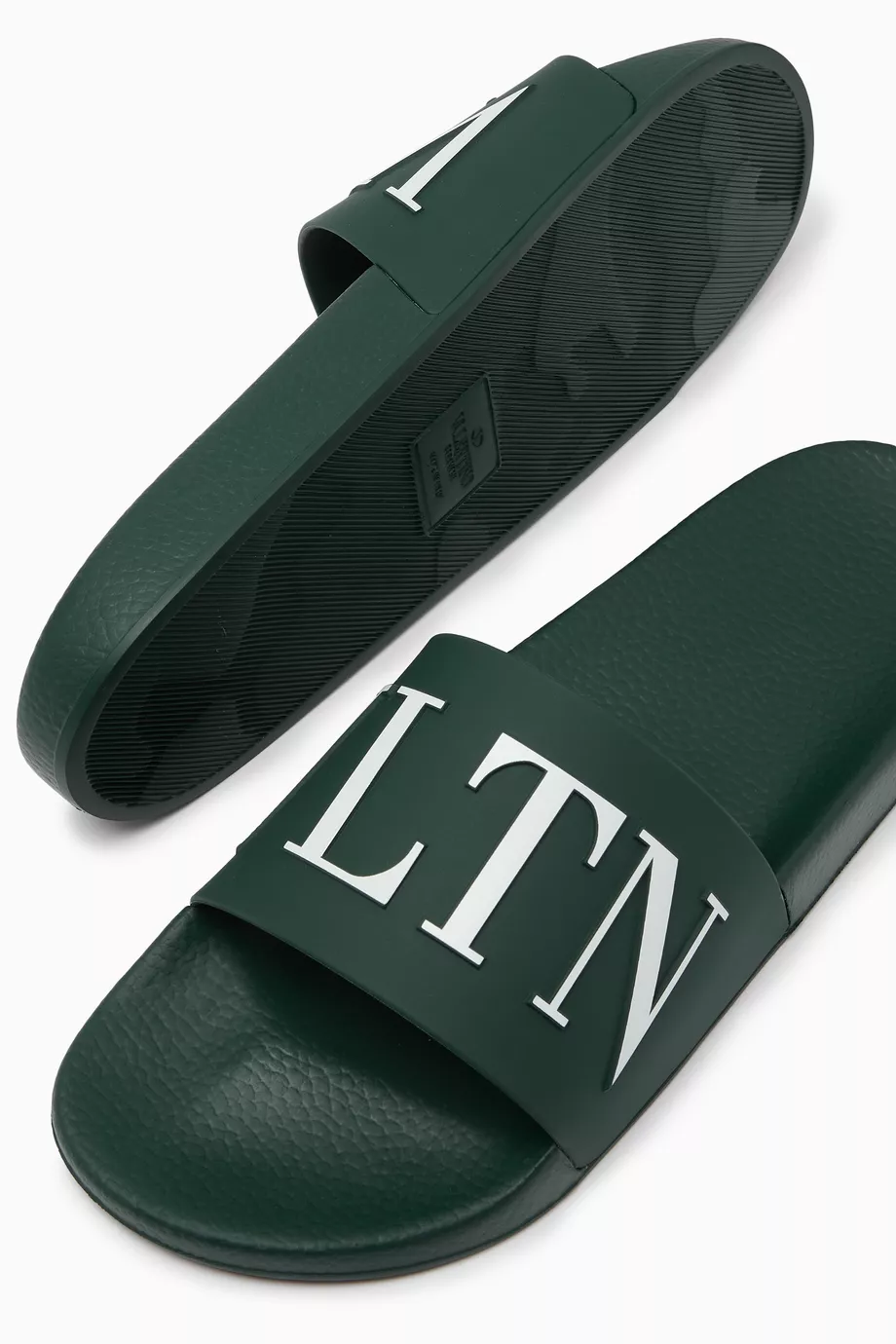 Valentino Slides, Green/Black, Size 11 Valentino Garavani Man Sandals Dark Green Size 11 Natural  main image 2
