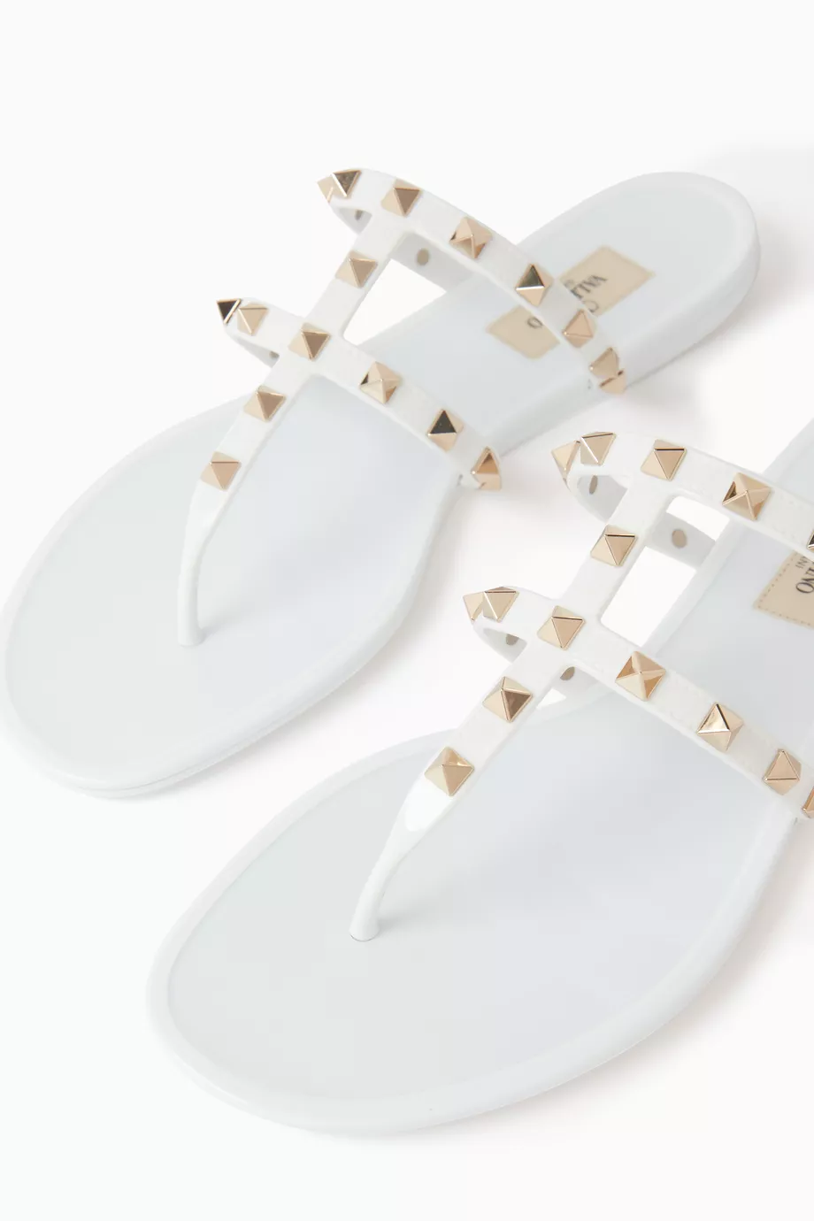 Buy Valentino Garavani White Valentino Garavani Rockstud Flat Summer Sandals in PVC For Women Online Ounass Saudi
