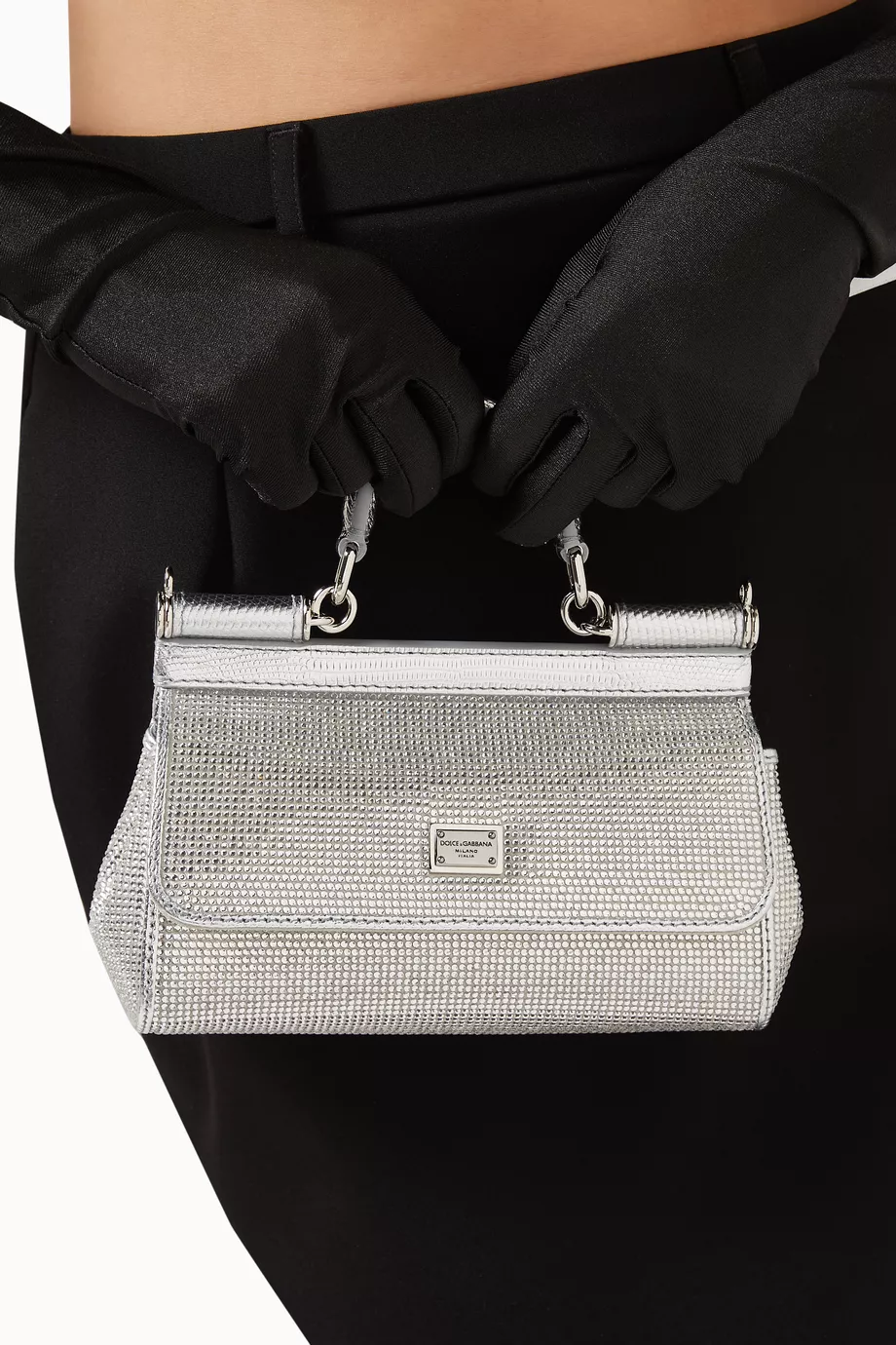 Buy Dolce Gabbana Silver x KIM Small Sicily Long Bag in Rhinestone covered Satin For Women Online Ounass Saudi