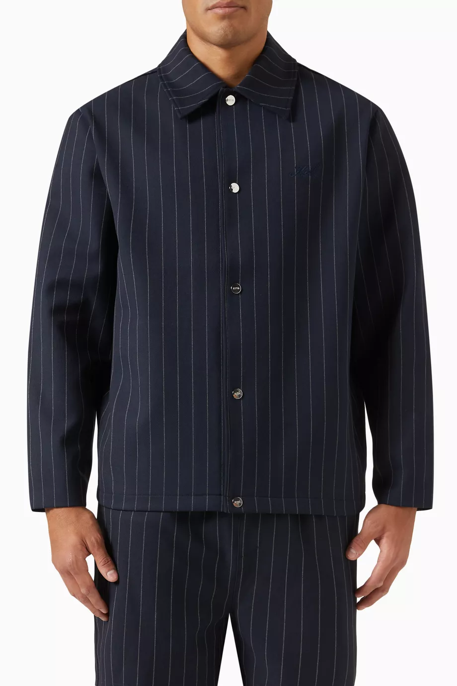 ロピア 爆買い Coaches Pinstripe Blue Kith Buy Jacket For Knit Double in ジャケット・アウター