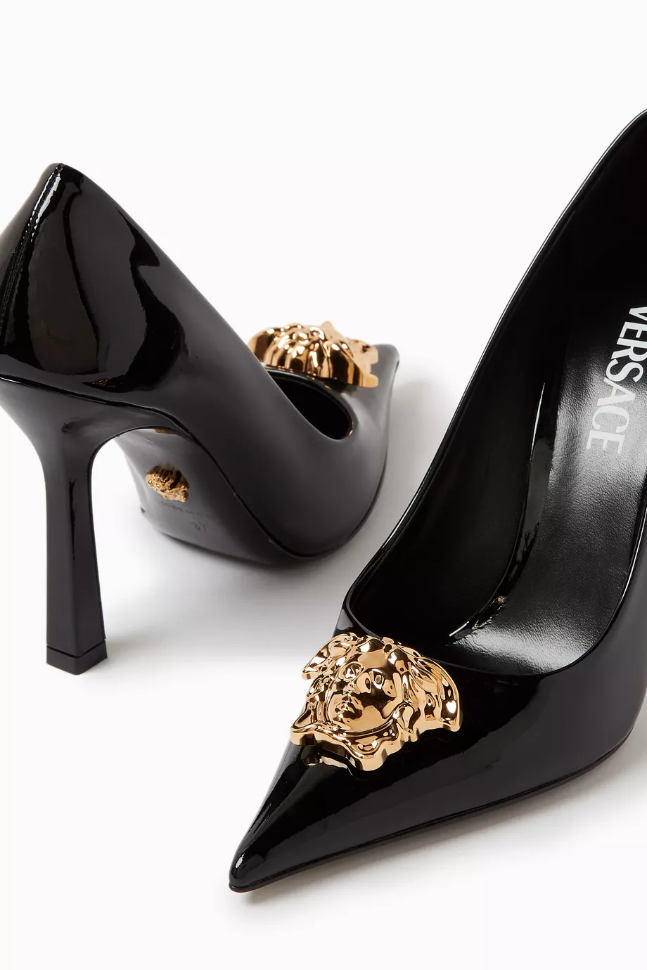 Buy Versace Black La Medusa 105 Pumps in Patent Leather For Women Online Ounass Saudi