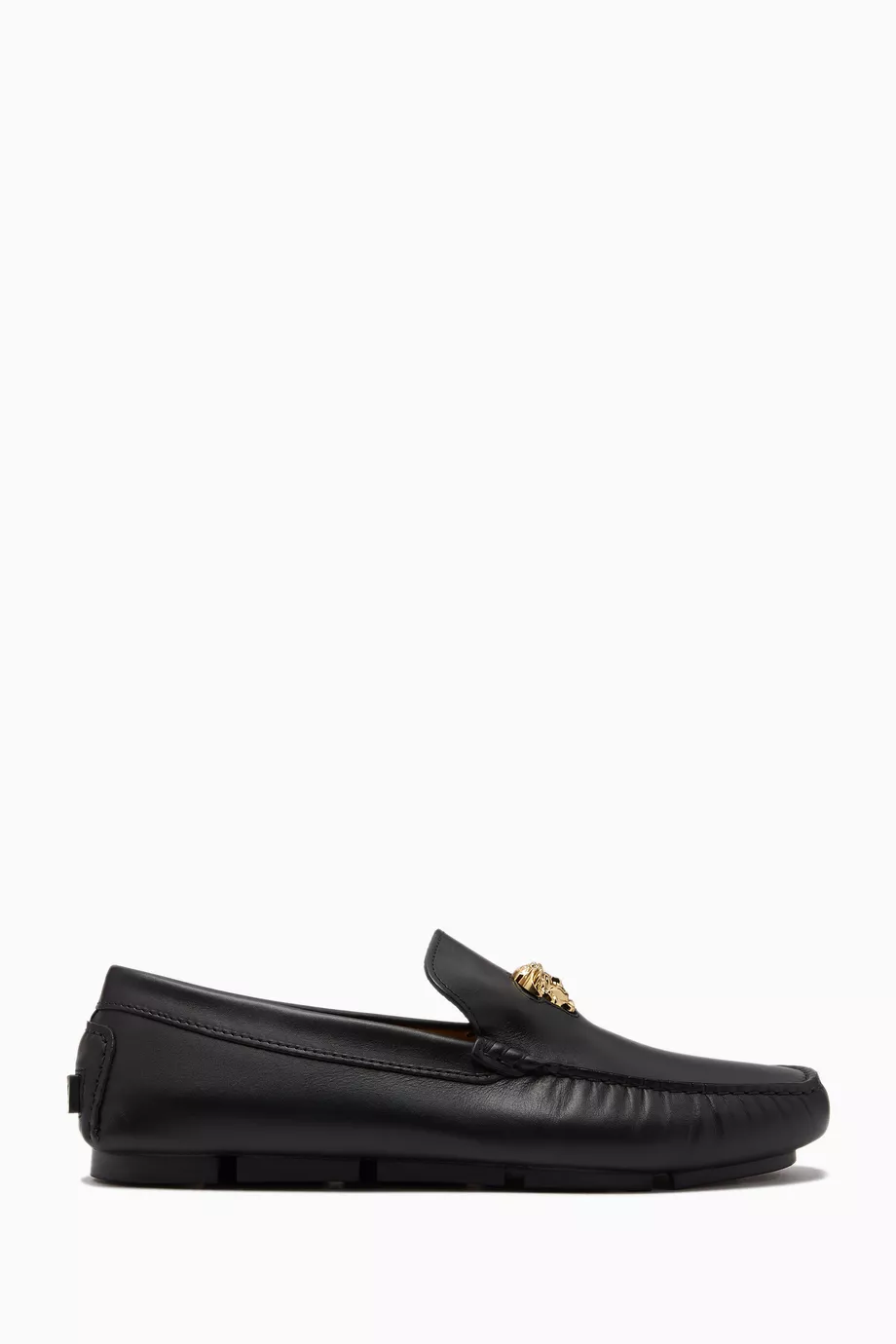 【関税＆送料込み】Versace 'Medusa' Black Leather Loafers Medusa '95 leather loafers in black - Versace | Mytheresa