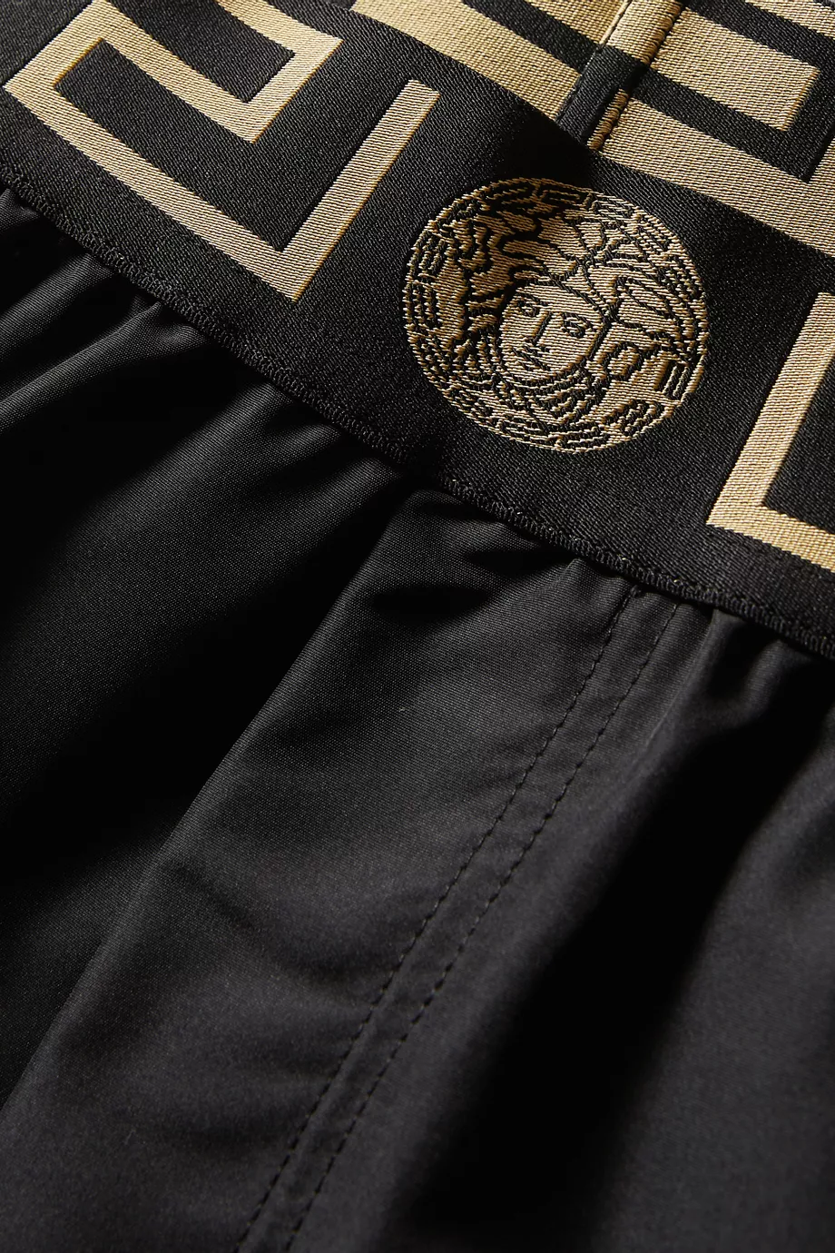 Buy Versace Black Greca Border Swim Shorts in Nylon For Men Online Ounass Saudi