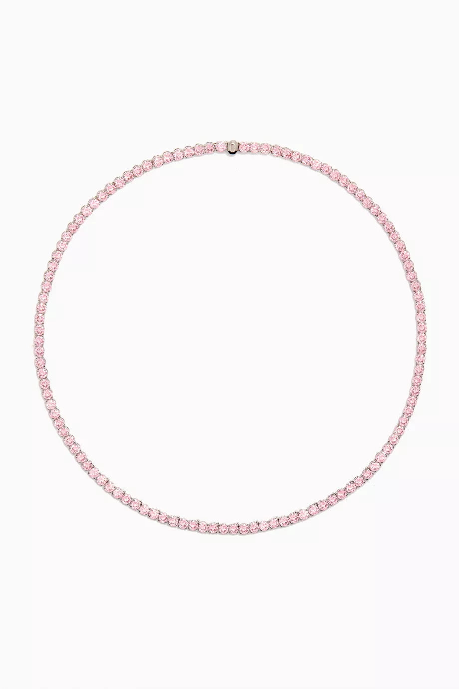 Buy Swarovski Pink Matrix Tennis Necklace in Rhodium-plated